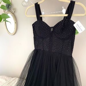 Windsor Long Black Corset Dress with Sparkles ( S )